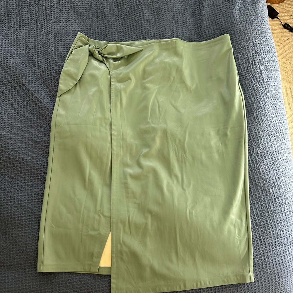 Eloquii Sage Green Faux Leather Pencil Skirt